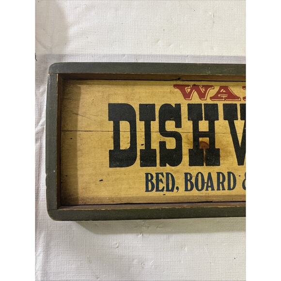 DISHWASHER Wanted Bed, Board, Fringe Benefits Wooden Sign Stars & Stripes 19" - Picture 2 of 7